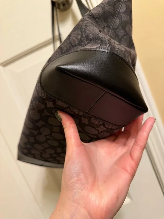 Coach Black/Charcoal Signature Tote with Leather Trim - Picture 4 of 11